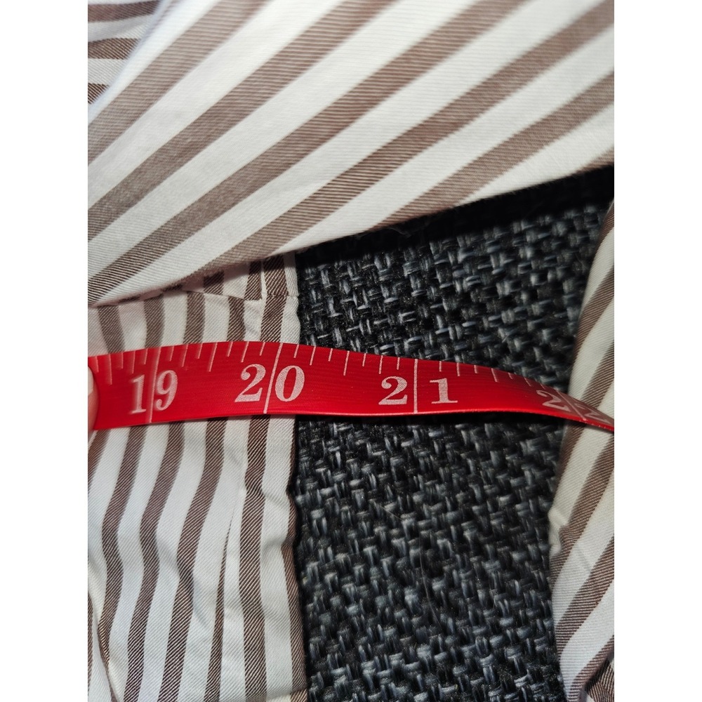 Everlane Mock Neck Ruffle Blouse Womens 6 Brown Striped New Cotton Button Back - Picture 3 of 7